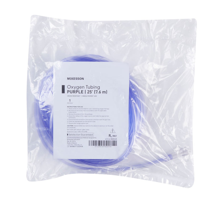 McKesson High-Visibility Purple Oxygen Supply Tubing 25'