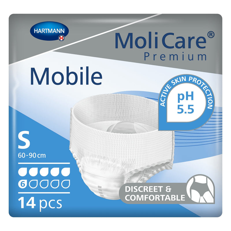MoliCare Premium Mobile diaper packaging with product image and branding on a white background