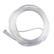 Coiled clear plastic tubing on a white background