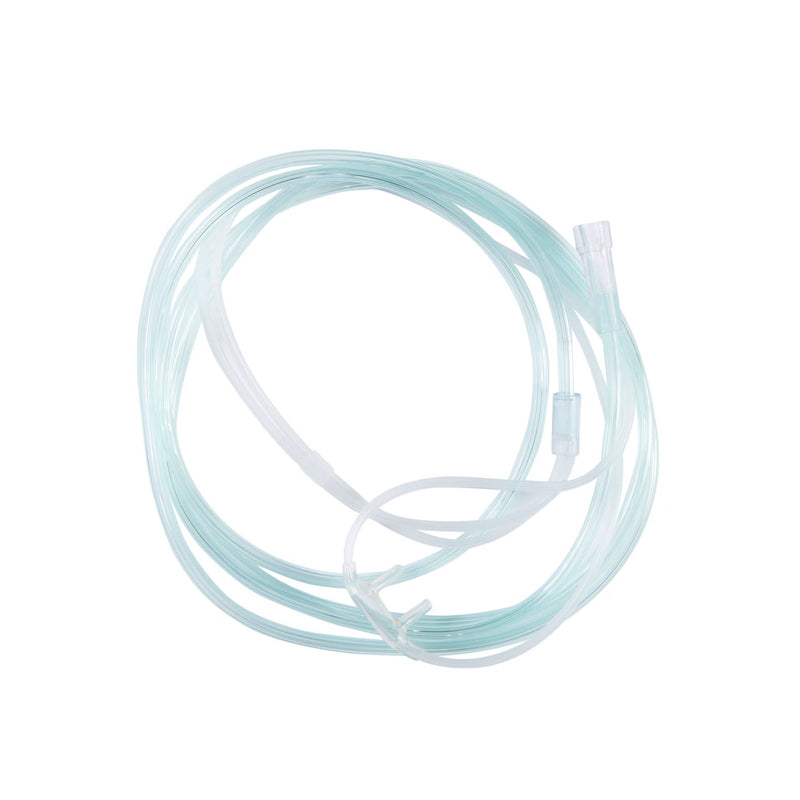 Clear silicone tube with a white clip on a white background