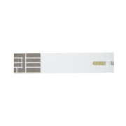 White test strip with geometric patterns on a white background