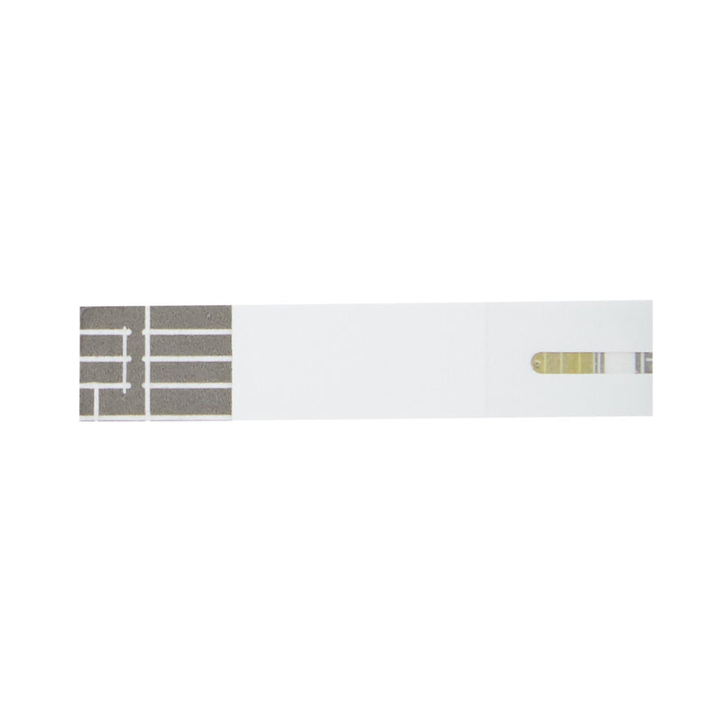 White test strip with geometric patterns on a white background