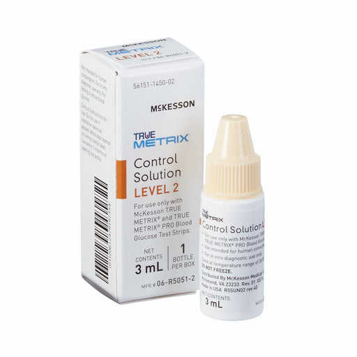 True Metrix control solution bottle and packaging on a white background