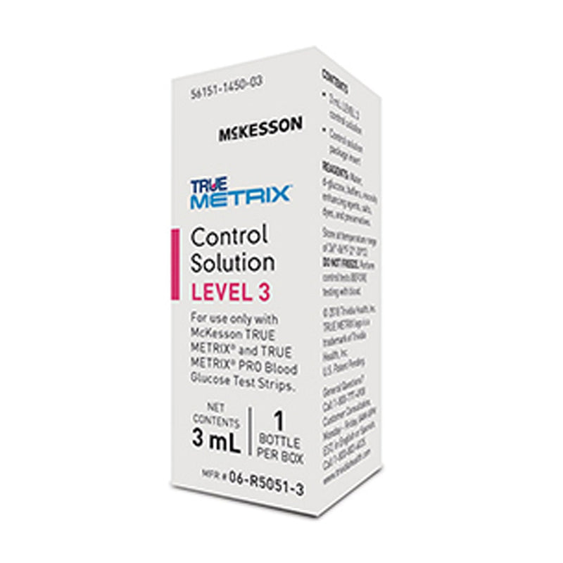 Box of Mckesson True Metrix Control Solution Level 3 on a white background