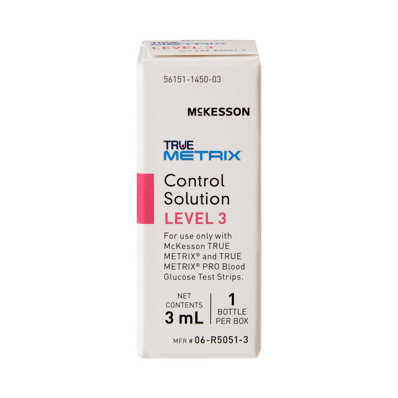 Box of McKesson True Metrix Control Solution Level 3 on a white background