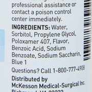 Ingredients list on a medical product label with contact information.