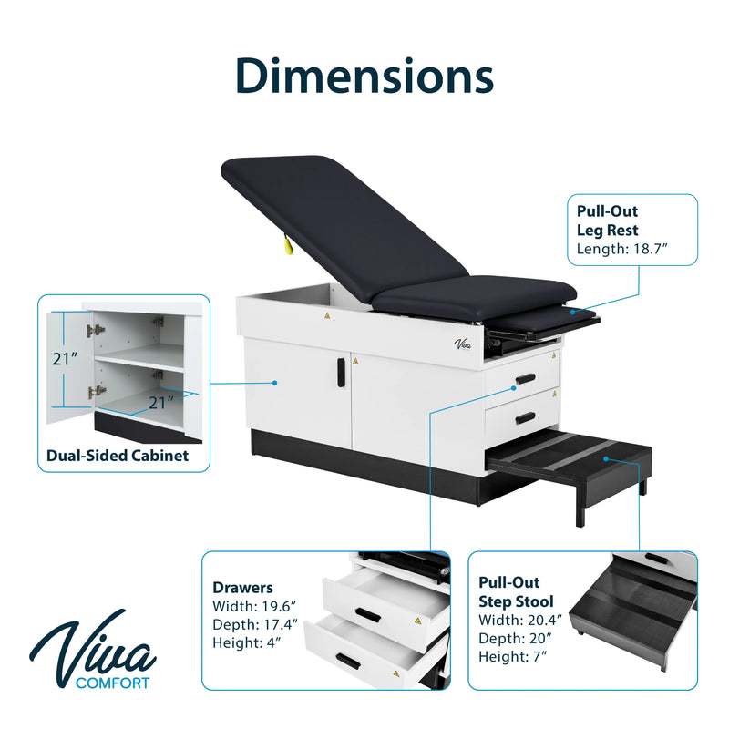 Viva Slim Line Exam Table with Stirrups