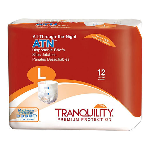 Pack of Tranquility disposable briefs with red and white design