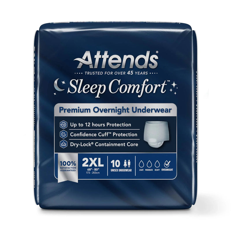 Attends Sleep Comfort premium overnight underwear package on a white background