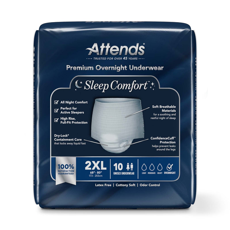Attends Sleep Comfort premium overnight underwear packaging on a white background