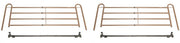 Two metal racks and a black rod on a white background