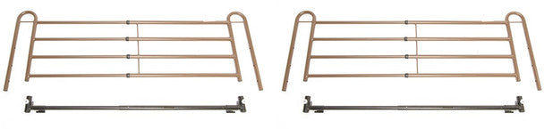 Two metal racks and a black rod on a white background