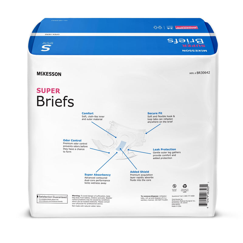 Package of McKesson Super Briefs on a white background