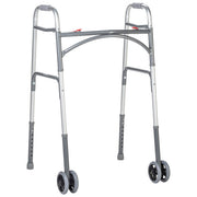 Silver walker with wheels on a white background
