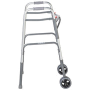 Silver walker with wheels on a white background