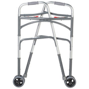 Silver walker with wheels on a white background