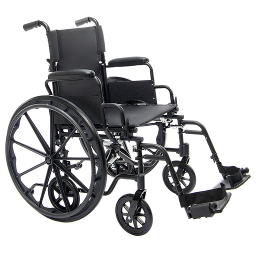 Black manual wheelchair on a white background