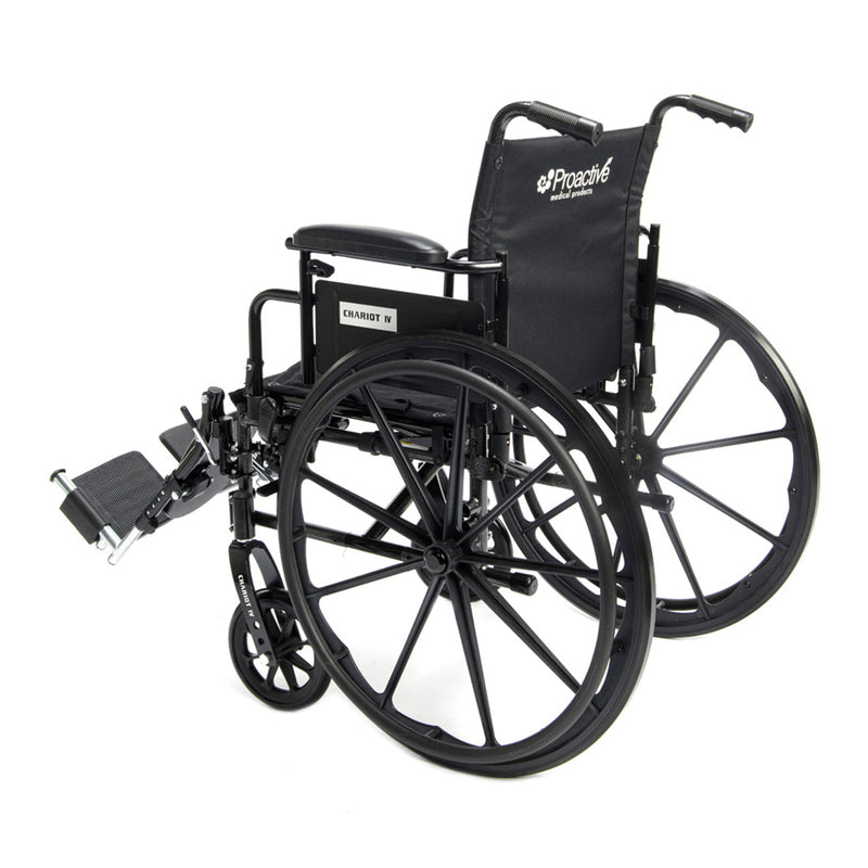Black wheelchair with visible Proactive Healthcare logo on a white background