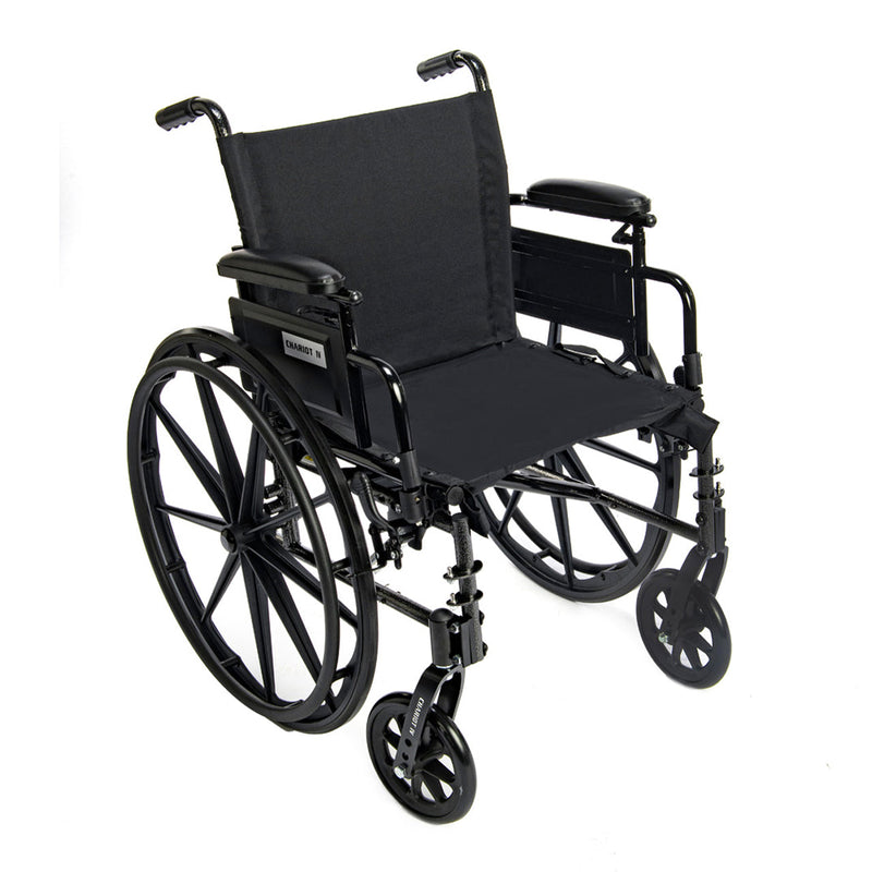 Black wheelchair on a white background