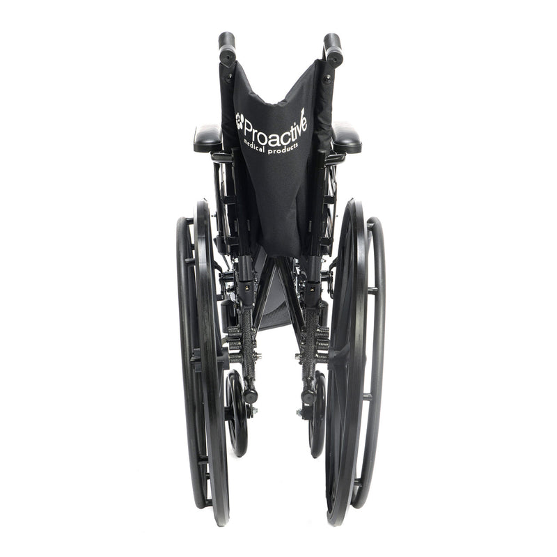 Black wheelchair with 'Proactive' branding on a white background