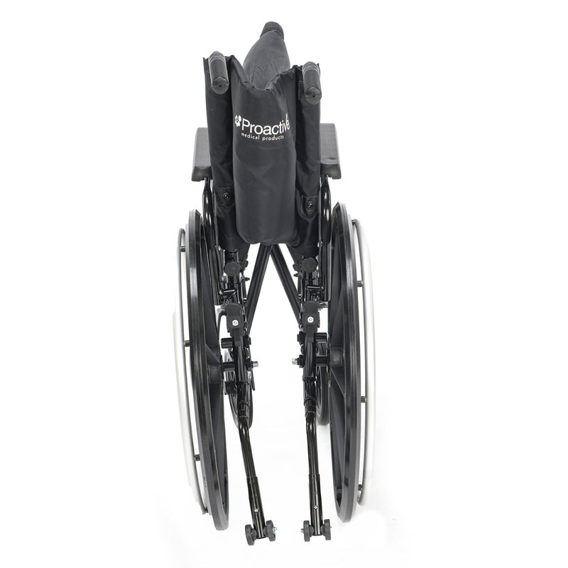 Black wheelchair with 'Proactive' branding on a white background