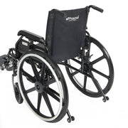 Black wheelchair with a bag on a white background, featuring the brand 'Proactive'.