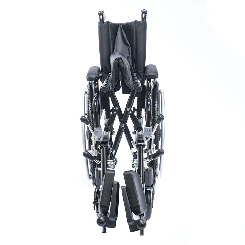 Folded wheelchair on a white background