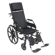 Black reclining wheelchair on a white background