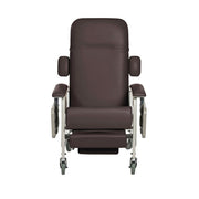 Brown recliner chair with armrests on a white background