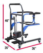 Cart with dimensions indicated on a white background