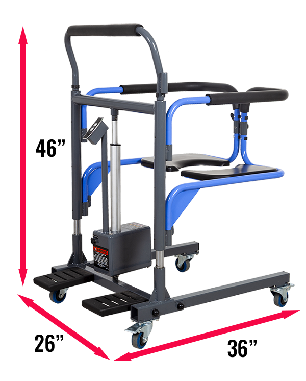 Cart with dimensions indicated on a white background