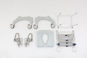Set of medical equipment components on a white background