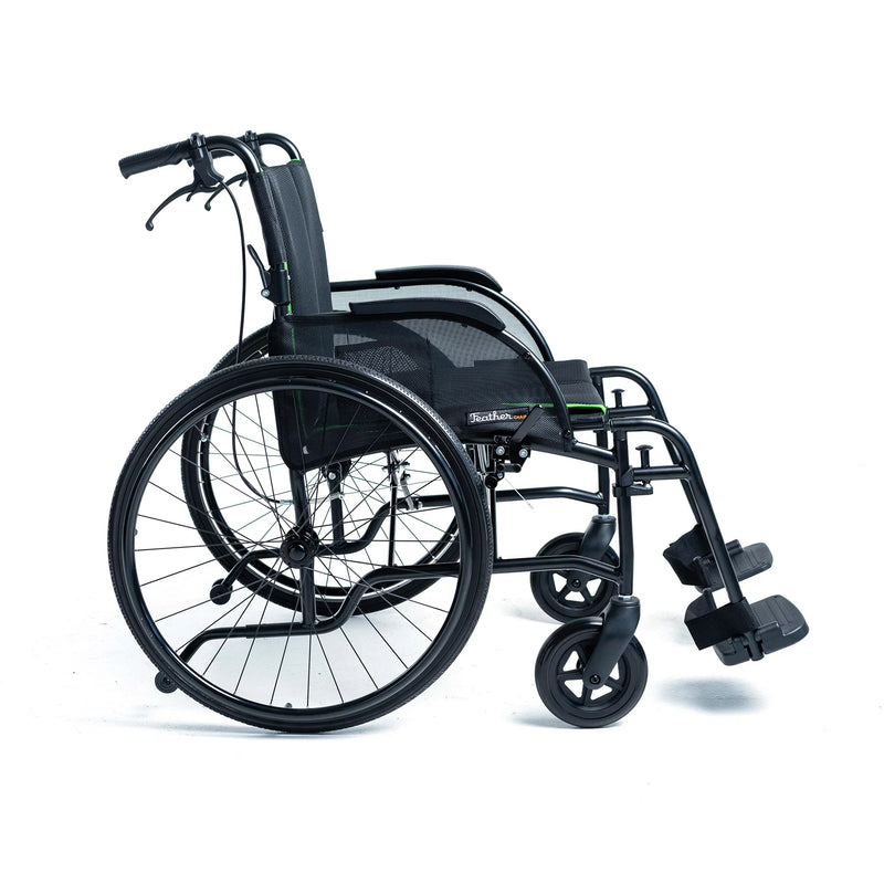 Black manual wheelchair on a white background
