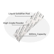 White container with labeled components on a white background