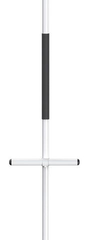 White crossbar with black end cap on a white background
