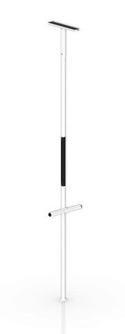 White cane with black handle on a white background
