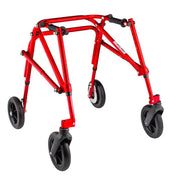 Red walker with four wheels on a white background