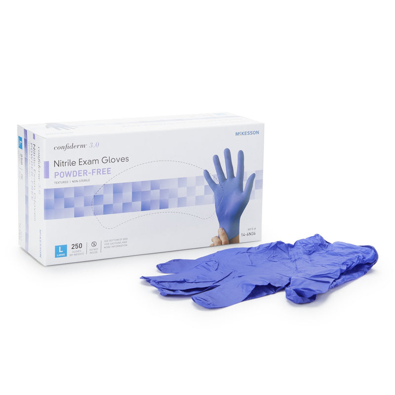 Mckesson Confiderm 3.0 Medium Blue Exam Glove 250/Box
