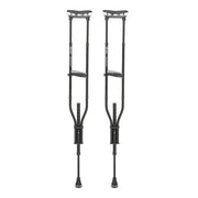 Pair of black crutches on a white background