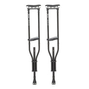 Pair of black crutches on a white background