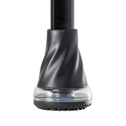 Black and clear garden hose nozzle on a white background