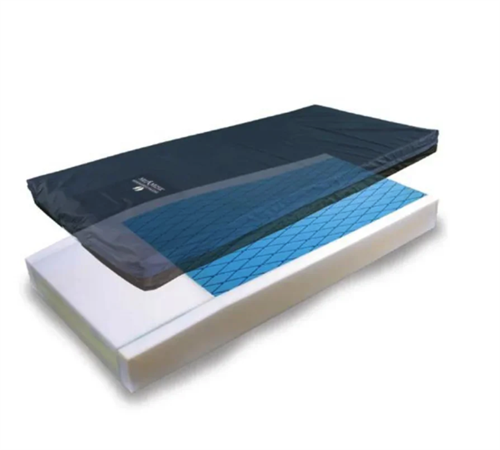 mattress with blue interior and white exterior on a white background