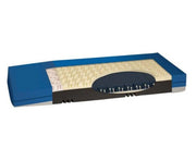 mattress with blue casing and textured surface on a white background