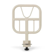 An off-white metal safety guard rail with a mounting bracket and black base, shown against a plain white background.