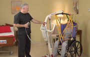 PL400EF being used to pick patient out of wheelchair easily