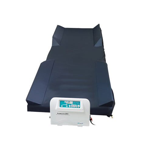  dark navy blue padded mattress and a white control console unit in front, shown on a plain white background.