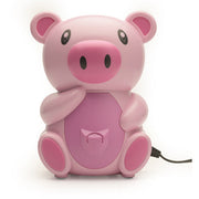 Pink pig-shaped device on a white background
