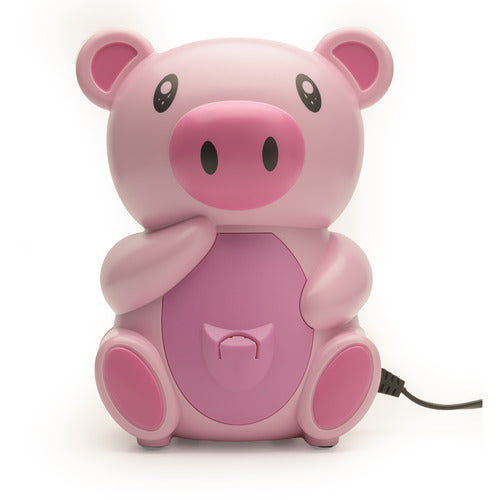 Pink pig-shaped device on a white background