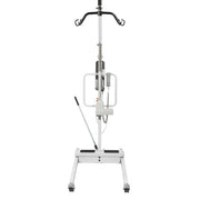 Medical IV stand with hanging bag on a white background