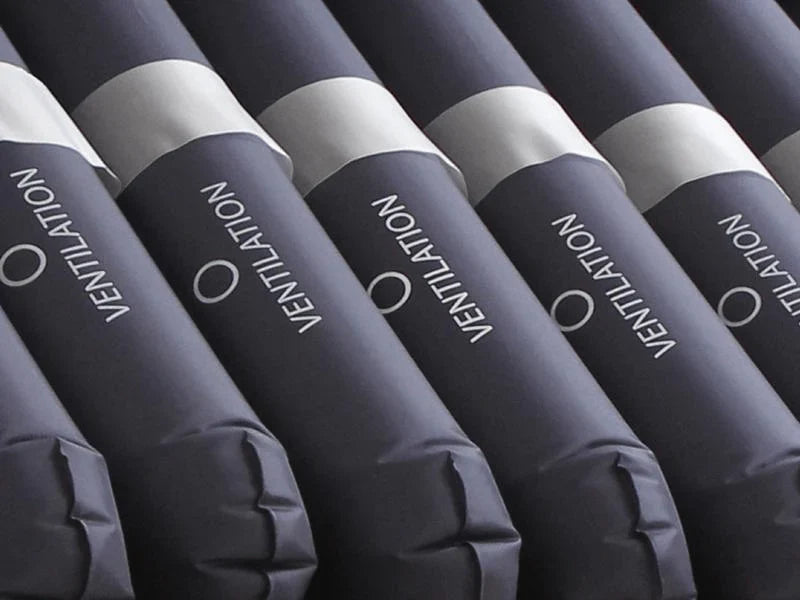 Rolls of air bladders marked 'Ventilation' arranged in a row.